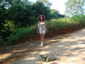 Woman on road. 